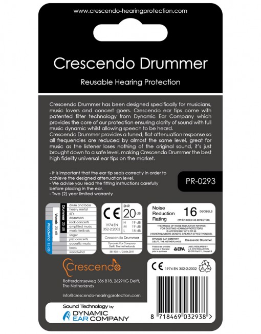 Crescendo Gehoorbescherming - Drummer