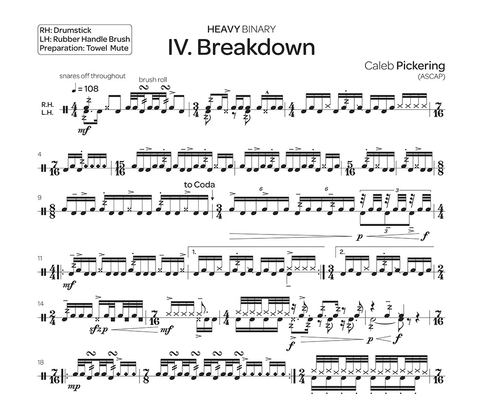Heavy Binary: 4 Contemporary Solos for Snare Drum