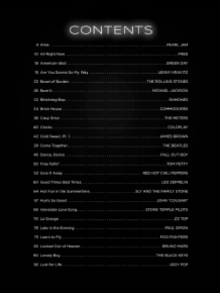 The First 50 Songs You Should Play On Drums table of contents